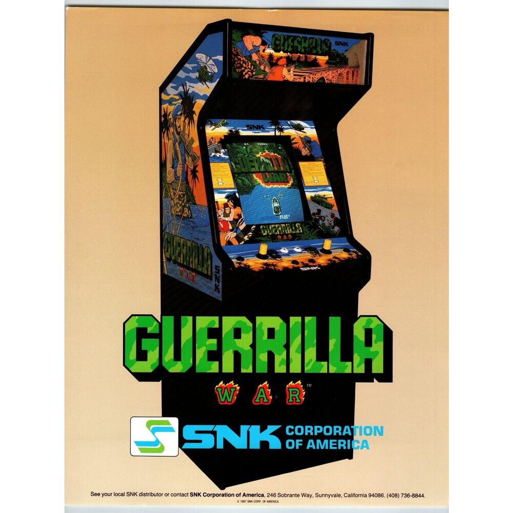 Guerrilla War Arcade Flyer 1987 Original Retro Video Game Art Vintage Combat